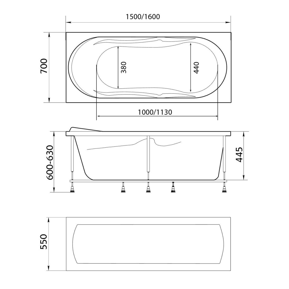 Акриловая ванна 150x70 Marka One (01вит1570)