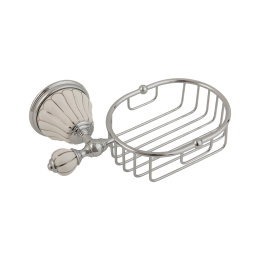 Фото Migliore Olivia 17564 Решетка-корзинка настенная, керамика белая с декором платина, хром