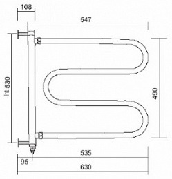 Фото Полотенцесушитель электрический Margaroli Vento 500OBC, высота 53 см, ширина 63 см, старая бронза