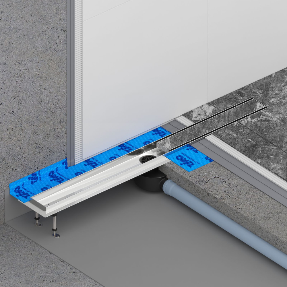 Фото Душевой лоток TIMO Drain System 800 DS230208/01 с двусторонней панелью "plate" под плитку, Сатин