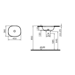 Раковина встраиваемая 45 см Vitra Plural (7810B403-1083) белый