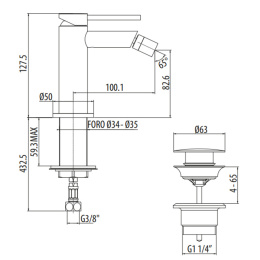 Gattoni Circle Two 9150/91C0 Смеситель для биде на 1 отверстие