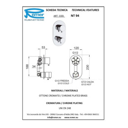 Termo смеситель Remer для душа встраив. RR NT94 4 вых.