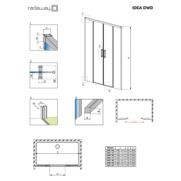 Душевая дверь в нишу Radaway Idea Black DWD 170 профиль Черный стекло прозрачное 387127-54-01