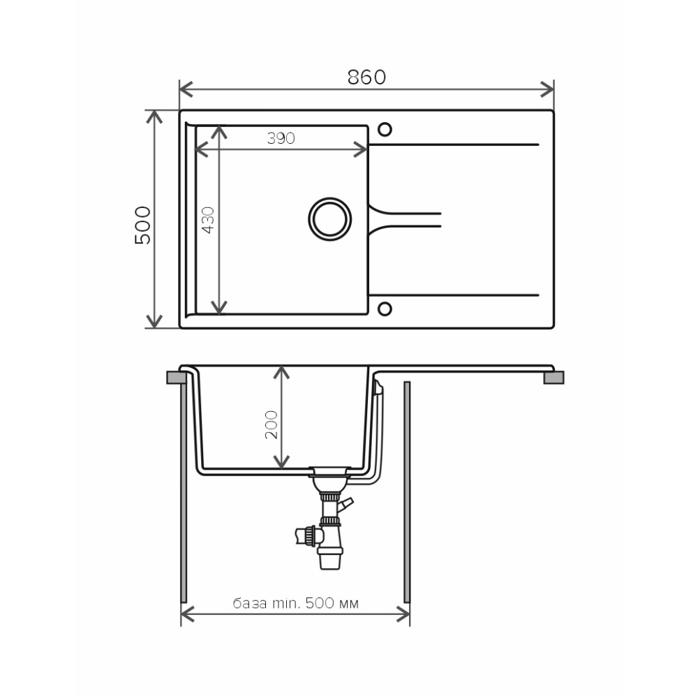 Кухонная мойка POLYGRAN Gals-860 (Gals-860 №14   серый)