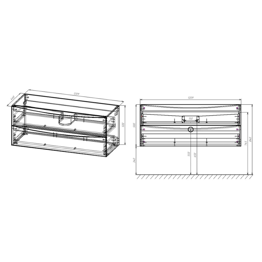 База под керамическую раковину Vincea Mia (VMC-2MC120RW) R.Wood