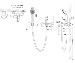 Фото Смеситель для ванны короткий излив, черный Bravat Fit Black (F6135188BM-B-RUS)