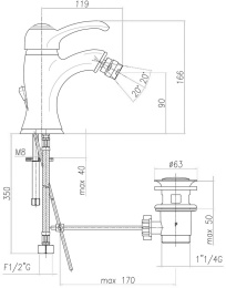 Фото Смеситель на биде Webert Armony AU840102060, медь