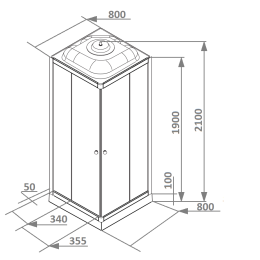 Душевая кабина 80x80x215 Parly (FQ811) хром матовый, Без гидромассажа, ABS-пластик, Поддон низкий