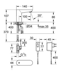 Кран, для раковины Grohe Eurodisc Cosmopolitan 36269000 