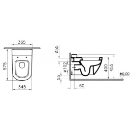 Инсталляция Tece с унитазом Vitra D-Light 5910B003-1086, сиденье микролифт Vitra D-Light (9400005/59