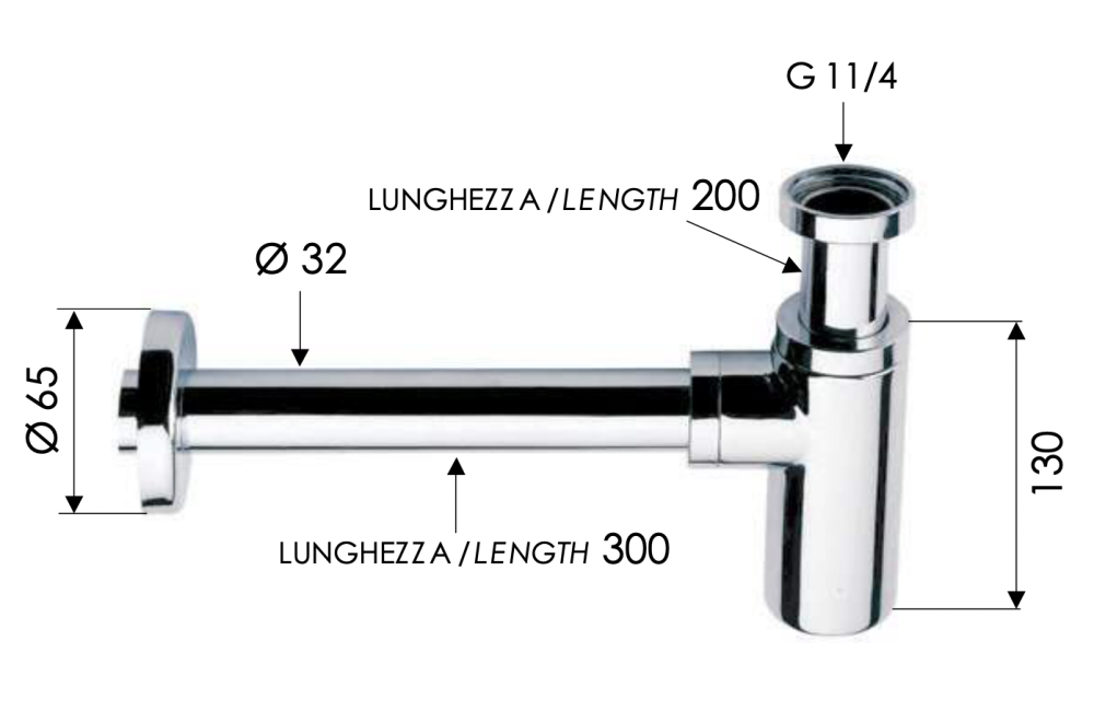 Фото Сифон 1”1/4 Remer 958LBO, белый матовый