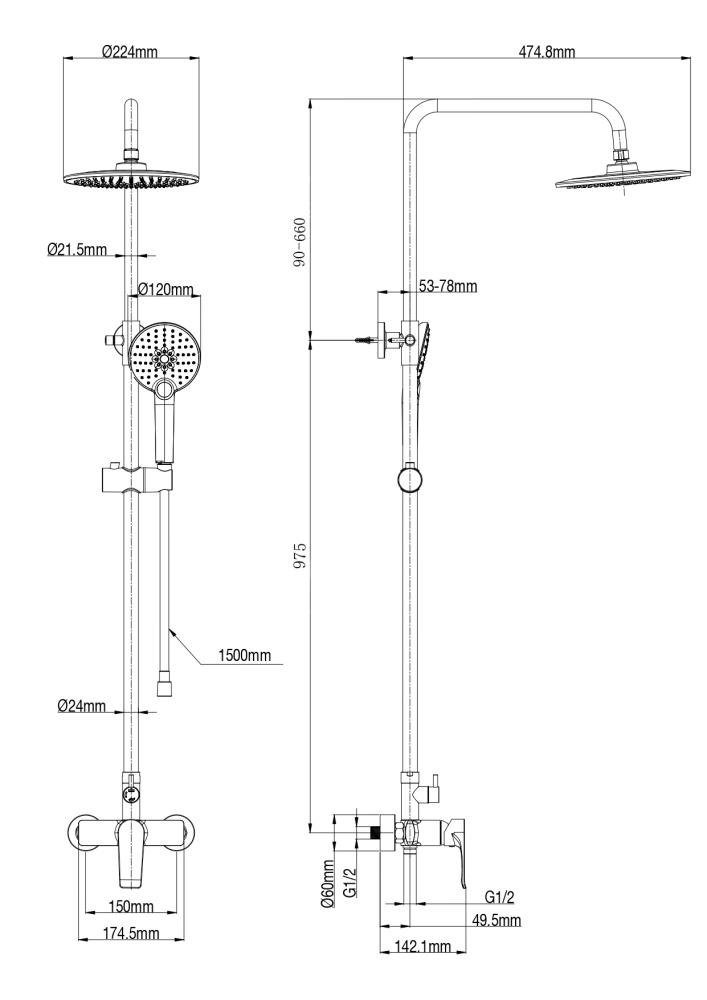 Душевая система Wonzon&Woghand (WW-A30103-MW) Белый
