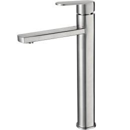 Фото MELANA Смеситель д/ум-F610302 Stello нерж.сталь, однорычажный, сатин, литой излив