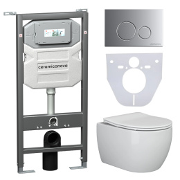 Фото Подвесной унитаз Ceramica Nova CN3001_1001M_1000 Сет 4 в 1 Rimless с системой инсталляции