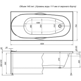 Акриловая ванна 150x70 Aquanet (00239385), прямоугольная