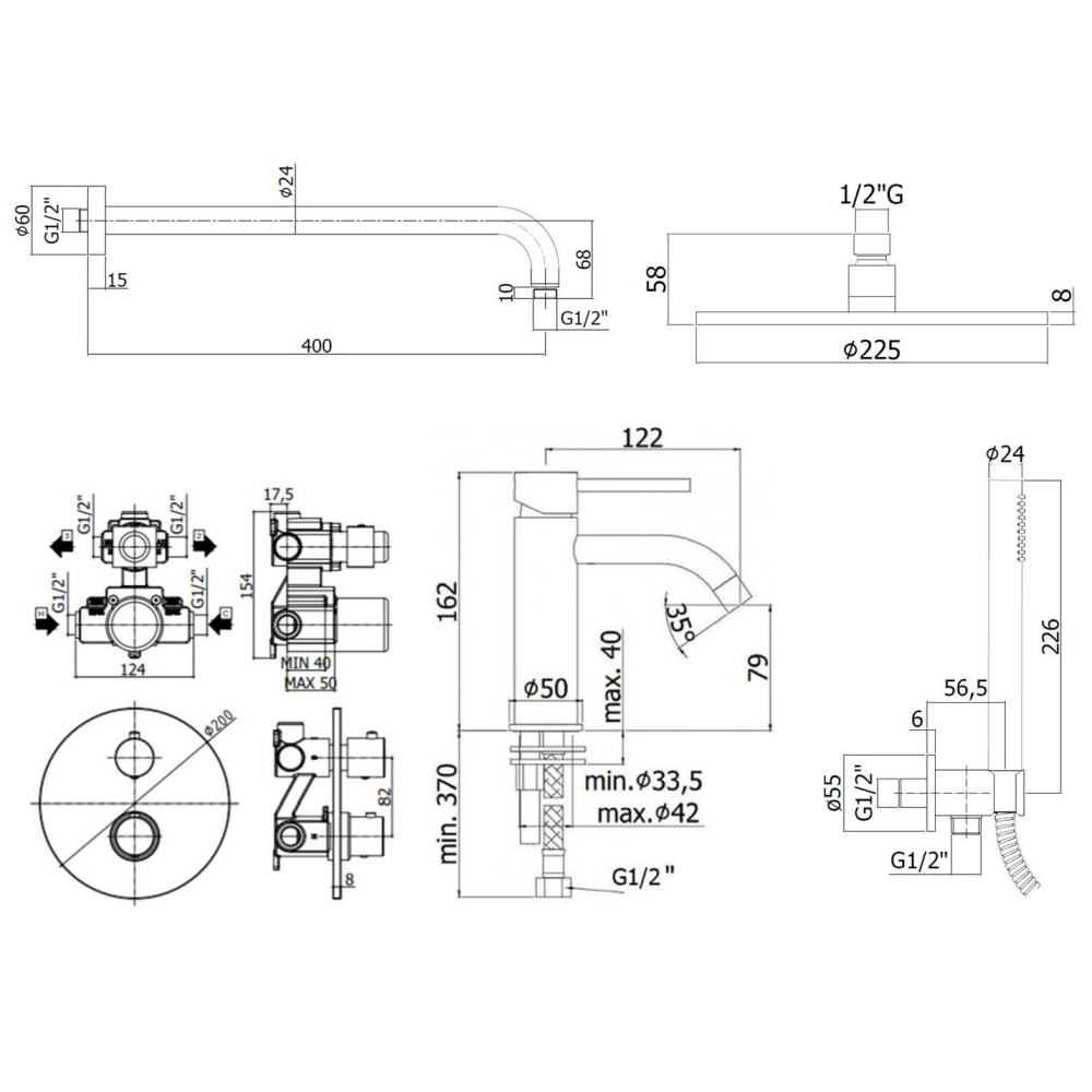 Комплект для душа Paffoni LIGHT (KITLIQ018BO071) белый матовый