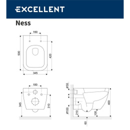 Excellent Ness CENL.3509.500.WH Подвесной унитаз