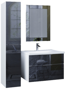 Marka One У72786 Тумба с раковиной Idalgo 75П 2в.я. Black stone