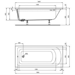 Акриловая ванна 180x80 Ideal Standard  (K274801), прямоугольная