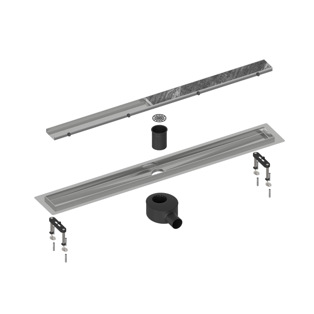 Фото Душевой лоток TIMO Drain System 800 DS230208/01 с двусторонней панелью "plate" под плитку, Сатин