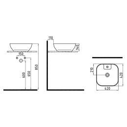 Раковина Bien Motto MTLG04201FD1W3000 42 x 42 x 14 см на столешницу квадратная, белый