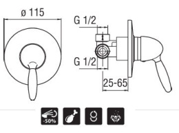 NOBILI Uniko UK108CR Смеситель для душа (хром)