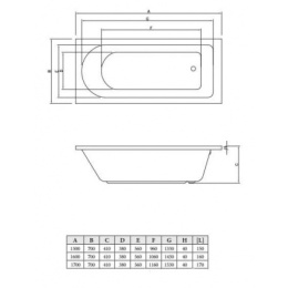 Акриловая ванна 170x70 C-Bath (CBQ002003)
