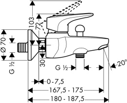 Смеситель для ванны Hansgrohe Metropol E (14470000) хром
