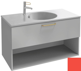 Фото Тумба под раковину Jacob Delafon Odeon Rive Gauche 90 см, EB2553-RX-G1J, цвет алый глянцевый, ручки 