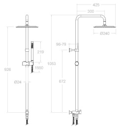 Фото Душевая система без смесителя RamonSoler HYDROTHERAPY T20002RP240 Хром