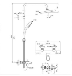 Фото Душевая система Ideal Standard Ceratherm T25 (A7590AA) с термостатом, хром