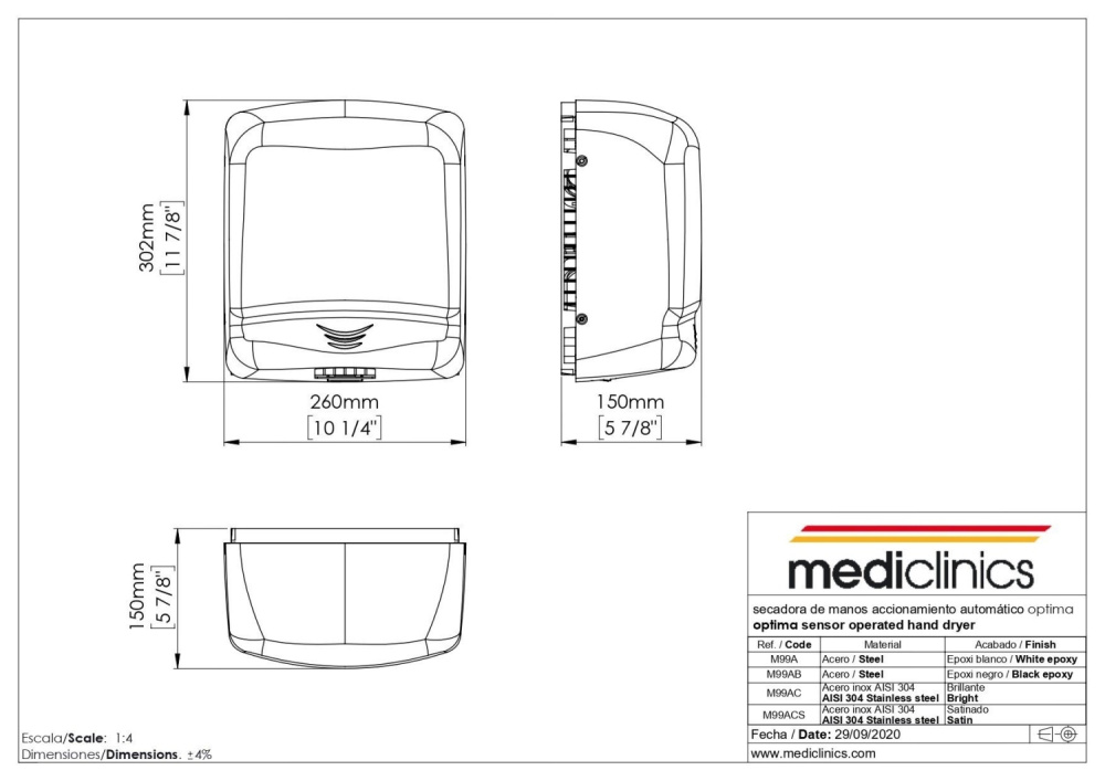 Фото Сушилка для рук Mediclinics Optima (M99AB) черный
