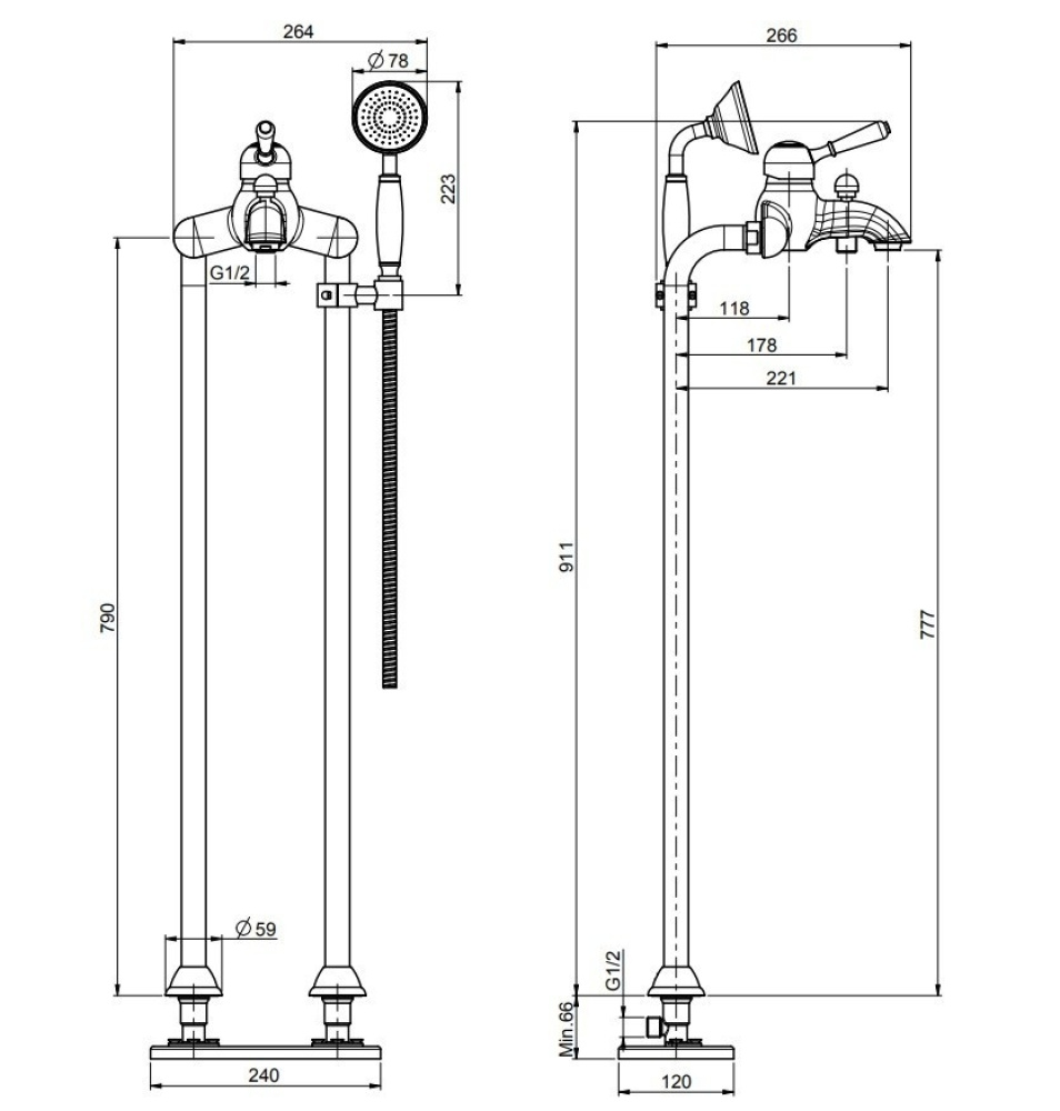 FIMA Carlo Frattini Lamp F3304/4CR Напольный смеситель для ванны