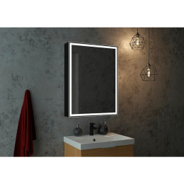 Континент МВК053 Зеркало-шкаф "Mirror Box black Led" 600х800
