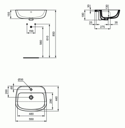 Раковина Ideal Standard Esedra 55 см, белый, T290501