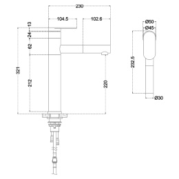MELANA Смеситель д/кухни-F610303 Stello нерж.сталь, однорычажный, сатин, вытяжной излив