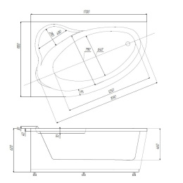 Акриловая ванна 170x110 Aquatek (FID170-0000001), асимметричная