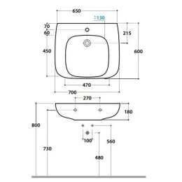 Раковина подвесная Globo Argento (GEA70.BI) белый