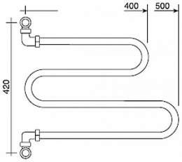 Полотенцесушитель водяной Margaroli Vento 406GO, высота 42 см, ширина 50 см, золото
