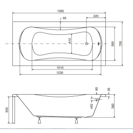 Акриловая ванна 140x70 Besco (WAA-140-PA), прямоугольная