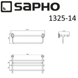 Sapho Astor 1325-14 Полка ASTOR металлическая для полотенец, 670мм, хром
