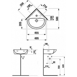 Раковина Laufen Pro 8.1695.6.000.104.1 угловая 35*35 см