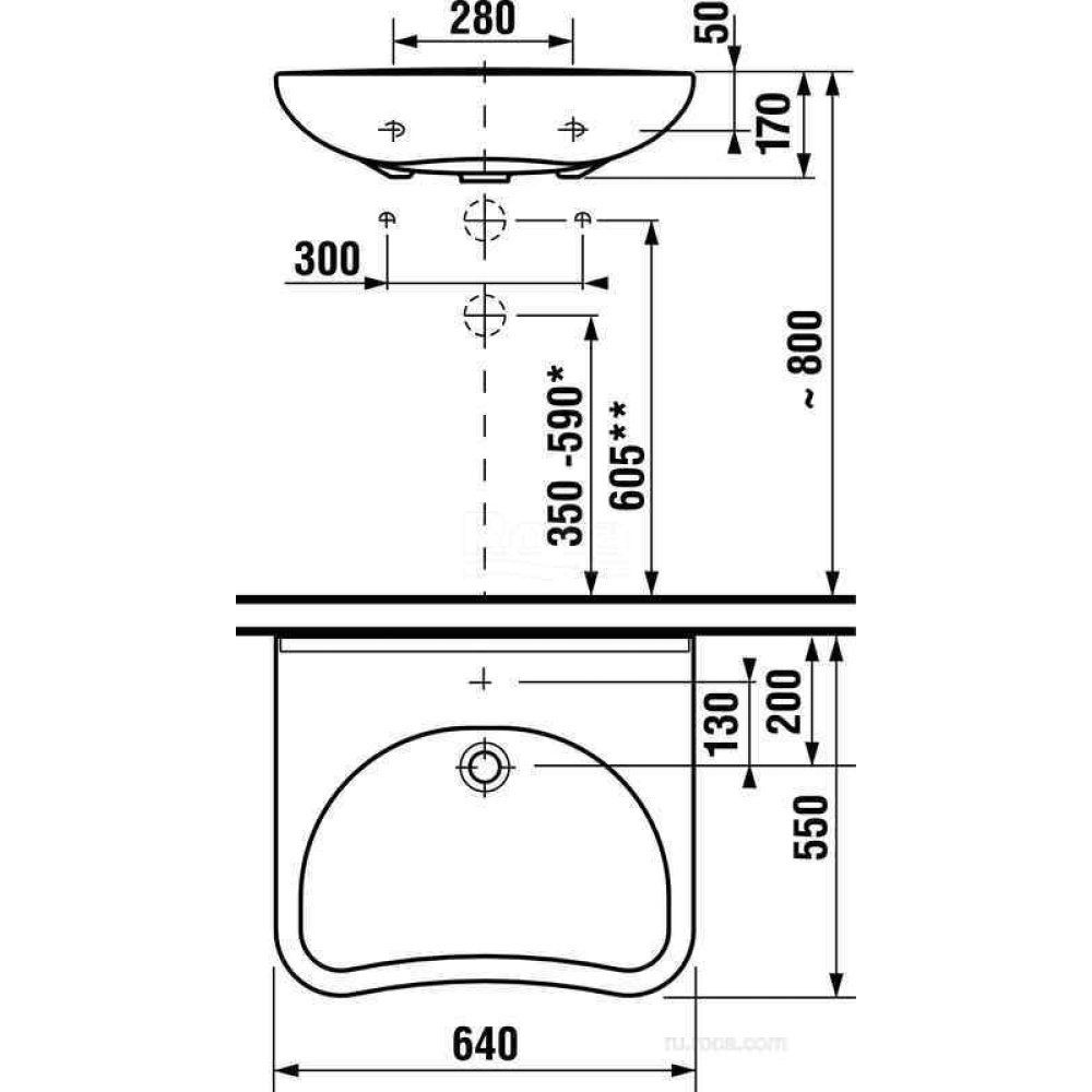 Раковина больничная 64 см Roca Access (ZRU9307659)