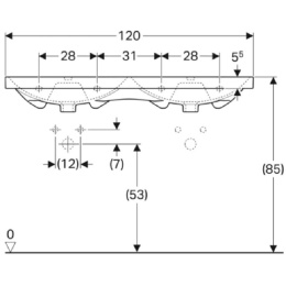 Раковина Geberit Acanto 500.628.01.2, 120 х 48,2 см, двойная, белая