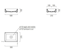 Фото Раковина GSI KUBE  X942909 накладная 50x37 h13, белая матовая