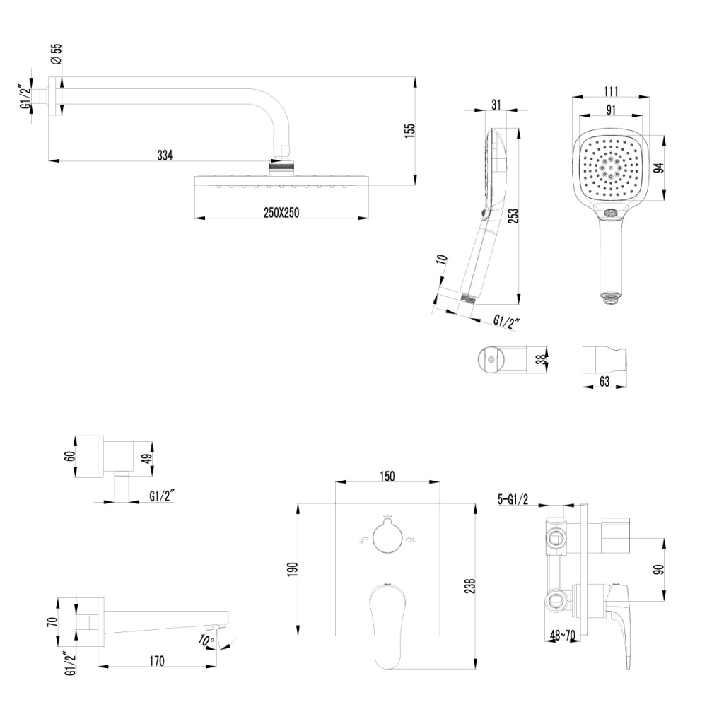 Душевая система для ванны Lemark Shift (LM4322C)