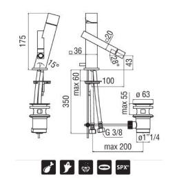 NOBILI Tower TW00119/1CRR Смеситель для биде (хром)