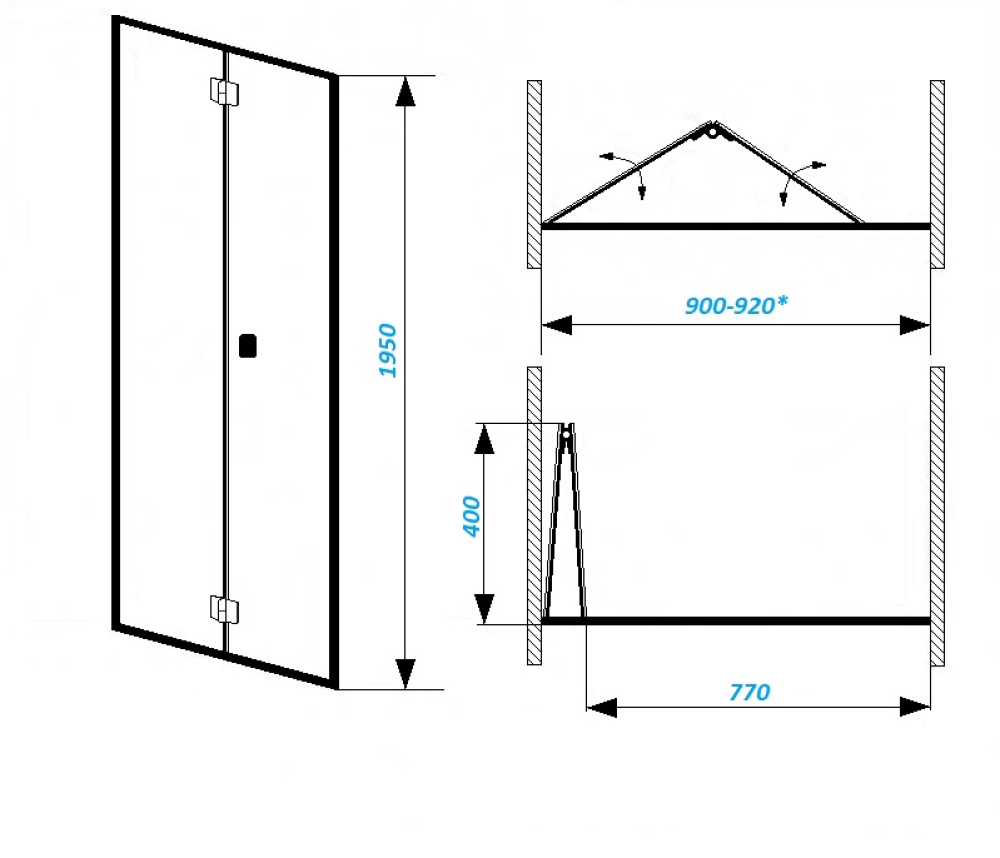 Дверь душевая в нишу Cerutti SPA BELLA D91T (90х195)