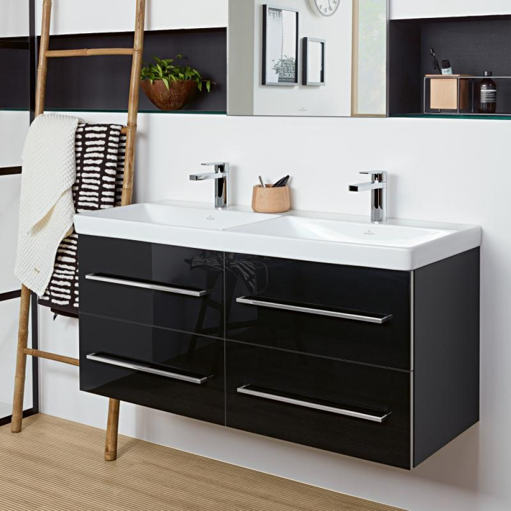 Villeroy Boch Avento A89300B3 Тумба под раковину 1180х515 мм (чёрное стекло)